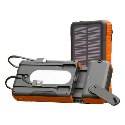 Porodo 20000mAh Solar Power Bank with 3 Detachable Panels & Torch Light Black