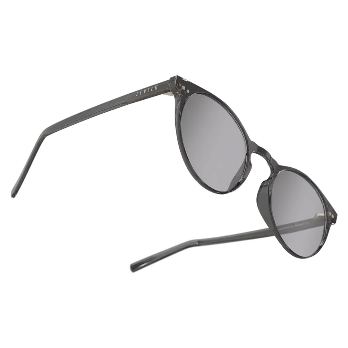 Levelo Corvin Round-Shaped TR CP Frame Polarized Lens Sunglasses with Pouch Grey 1 Levelo Corvin Round-Shaped TR CP Frame Polarized Lens Sunglasses with Pouch Grey
