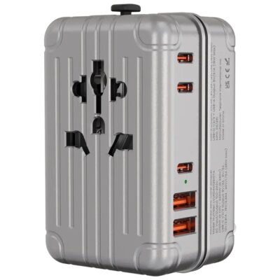 Levelo Roamiversal 35W Luggage Design Travel Adapter Aluminum Silver