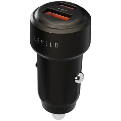 Levelo Nori Mini 60W Car Charger With C to C Cable Gun Grey