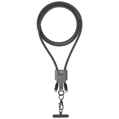 Levelo Tugo Type-C to Type-C 60W 0.3M TPE Braided Lanyard Cable Black Grey