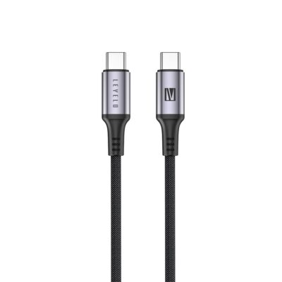 Levelo Otto USB C to C 60W Leather 1.2M Cable Black