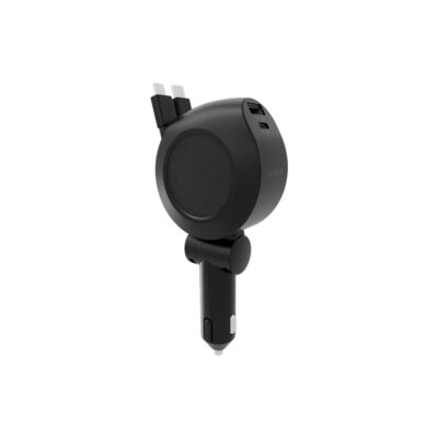 Levelo Orbis 4 In 1 Saffiano Leather Car Charger With Built-In Retractable 2 Type