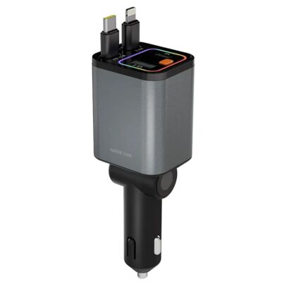 Green Lion Retractable 65W Car Charger PD 45W Grey