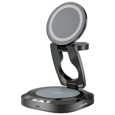 Green Lion Qi2.2 Mag Flex Foldable 3 in 1 Magnetic Wireless Charger 25W Grey