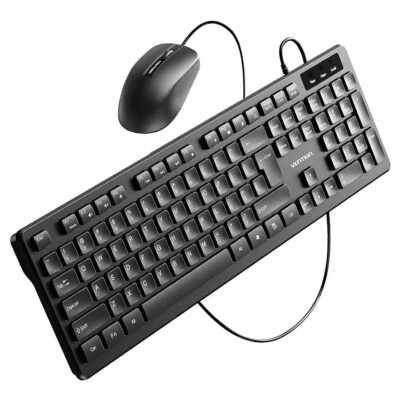 Vention USB Wired Full-Sized Keyboard and Mouse Combo Black Slim US English Layout