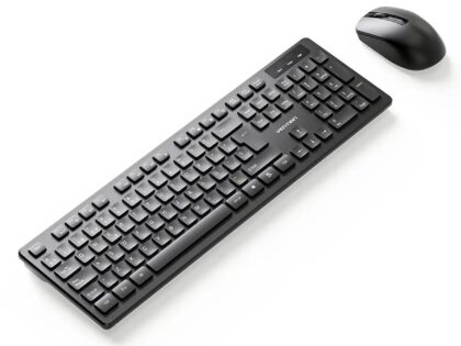 Vention Wireless Full-Sized Keyboard and Mouse Combo with Mouse Pad Black Slim US English Layout