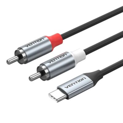 Vention Type-C to 2RCA Male Audio Cable 1.5M Black Metal